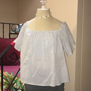 Like new Express short sleeve striped blouse